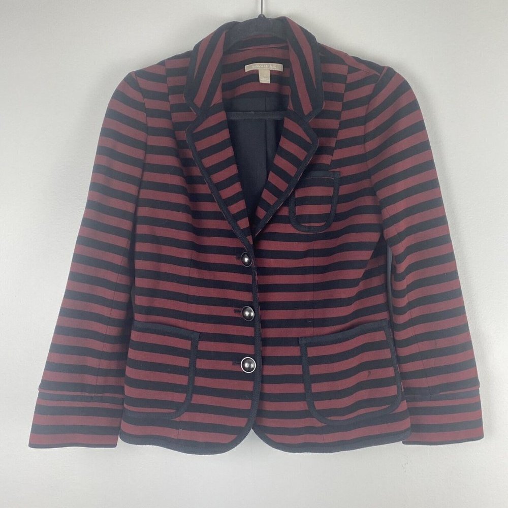 Banana Republic Women's Striped Blazer Size 4 Red Black Dark Academia